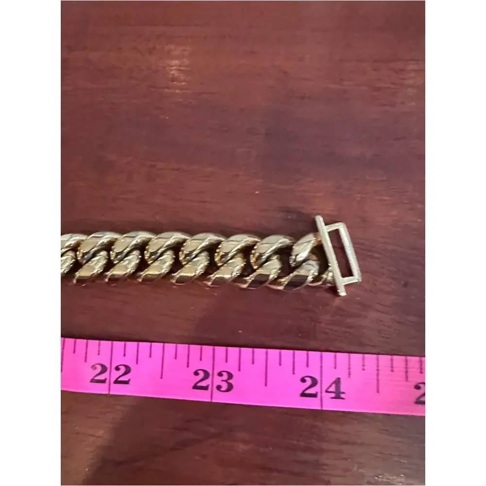 Gold Chain Dog Collar Padlock Clasp Bling Titanium Steel 24